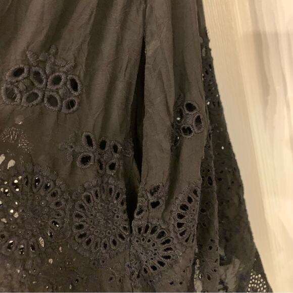 EUC Johnny Was Eyelet Mini Dress with Pockets Black Size Small - Picture 8 of 10